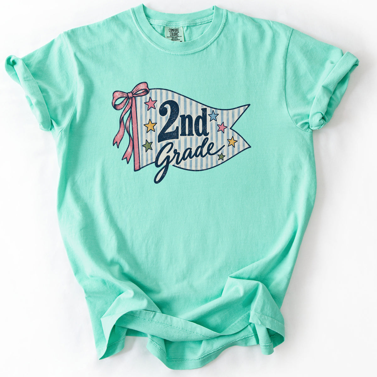 Second Grade Striped Pennant Tee in Island Reef