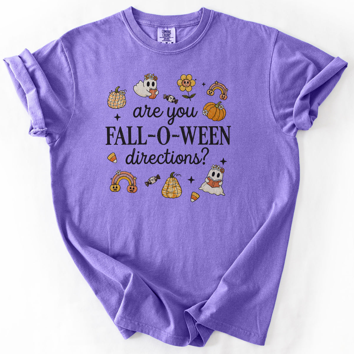 Are You Fall-O-Ween Directions Tee in Violet