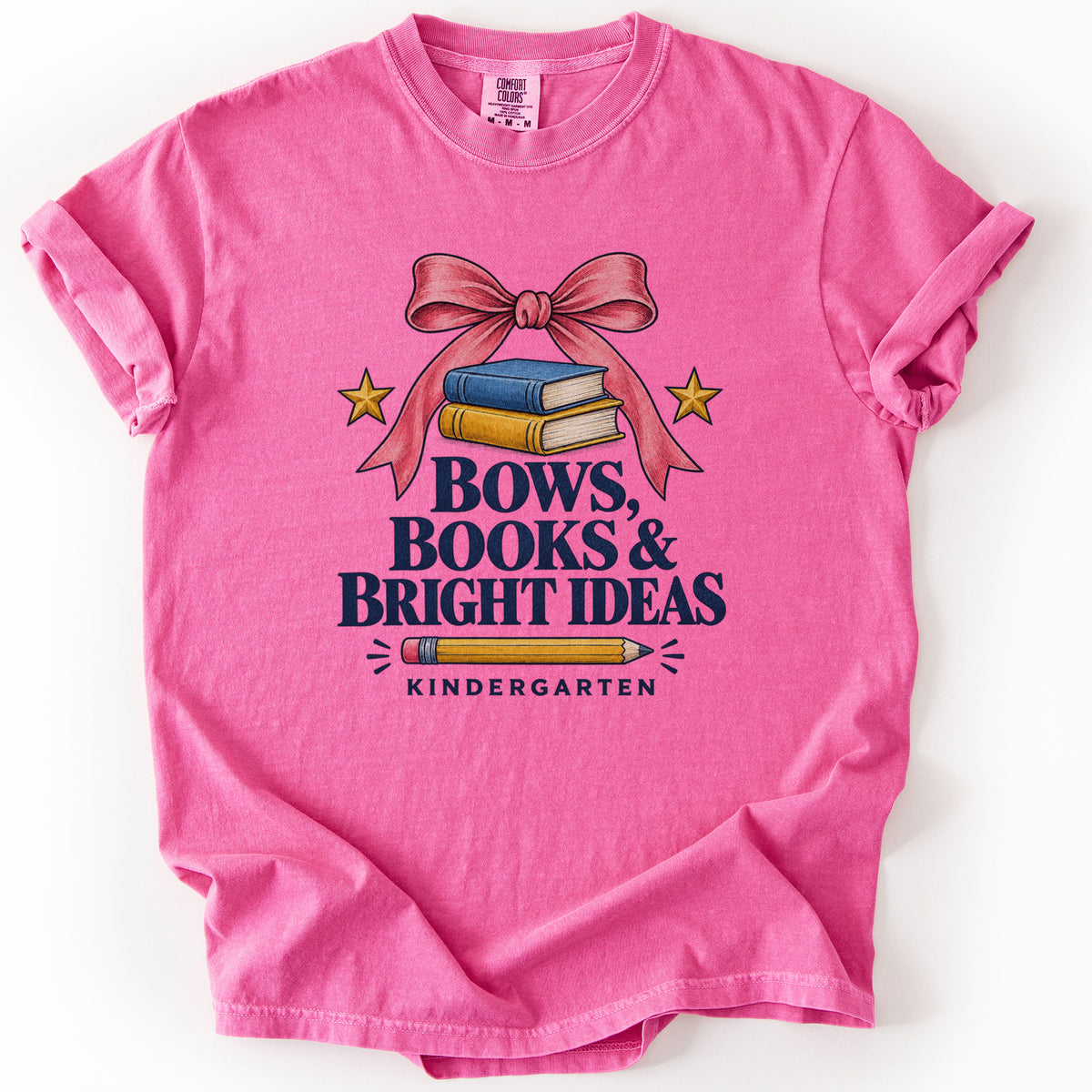 Bows Books and Bright Ideas Kindergarten Tee in Crunchberry