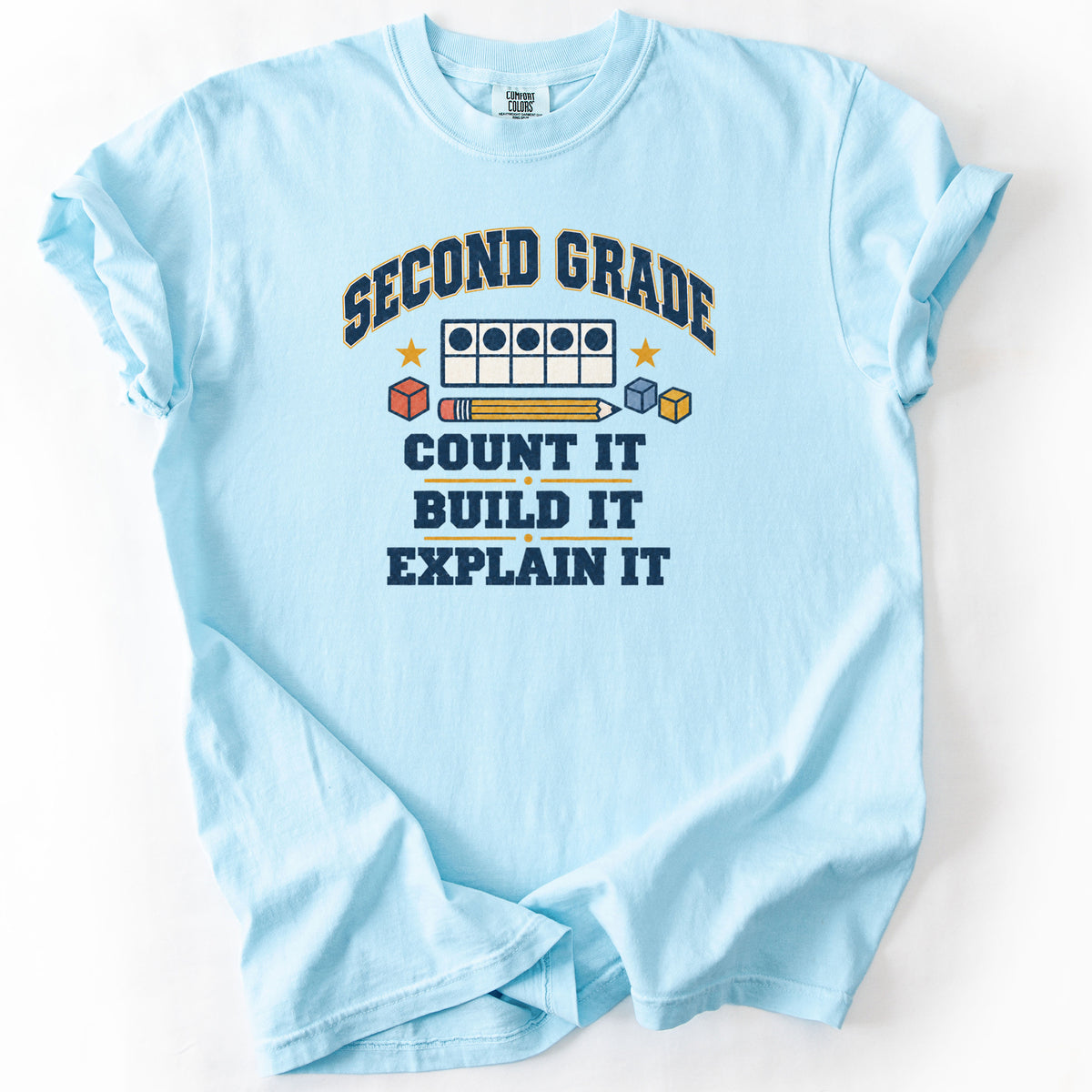 Second Grade Count It Build It Explain It Tee in Chambray