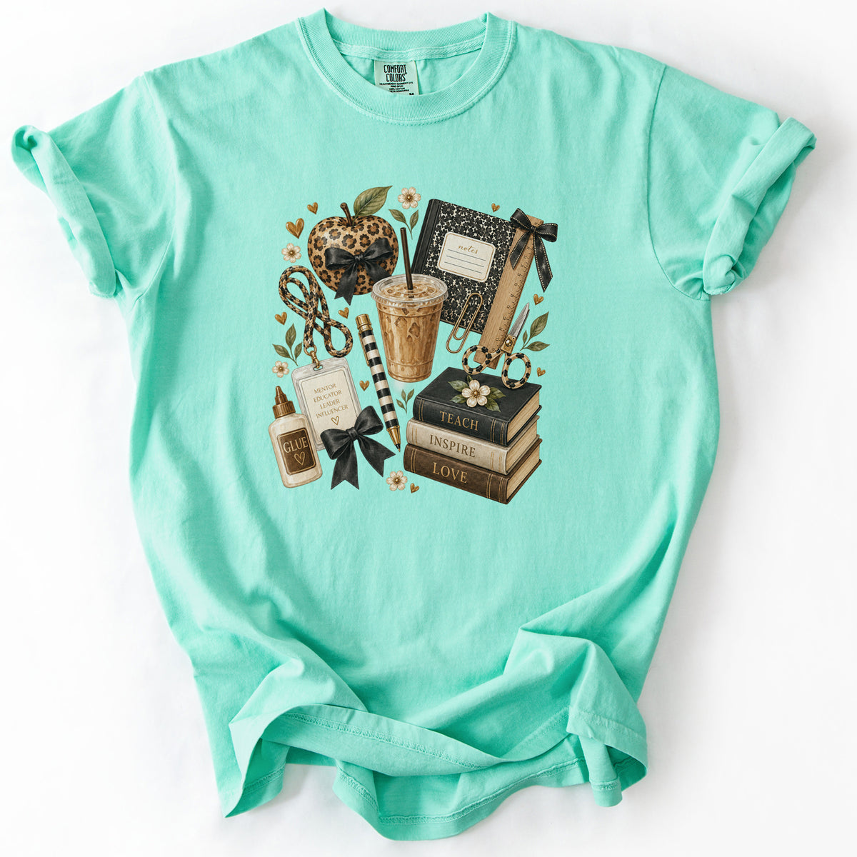 Teach Inspire Love Flat Lay Tee in Island Reef