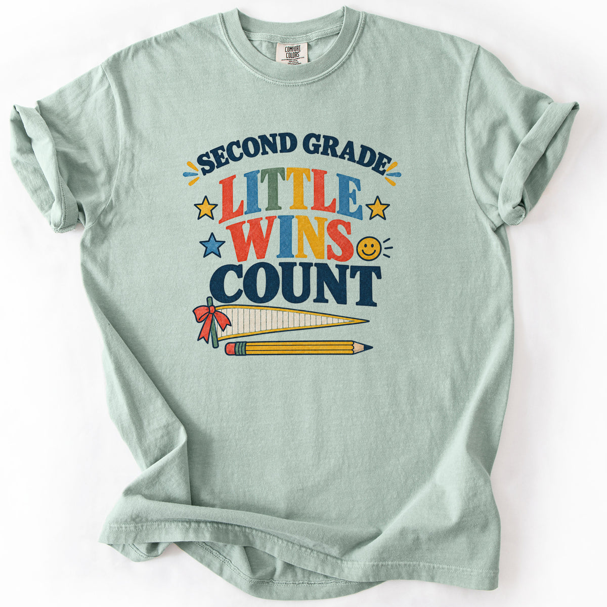 Second Grade Little Wins Count Tee in Bay
