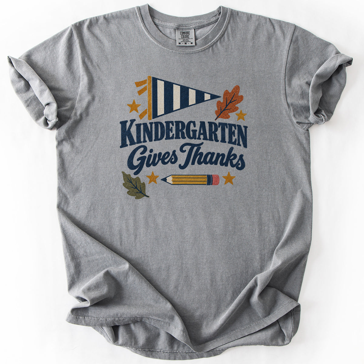 Kindergarten Gives Thanks Tee in Grey