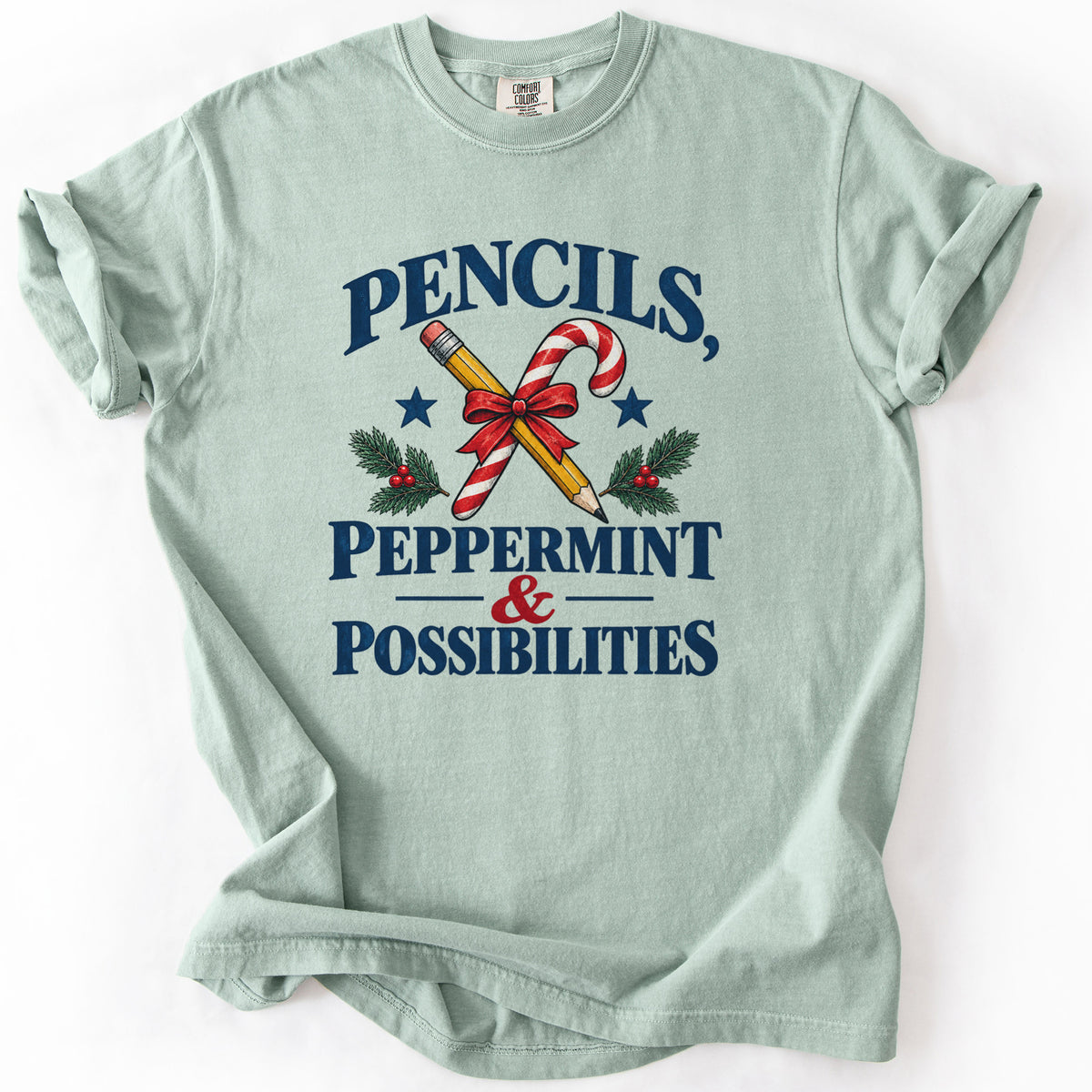 Pencils Peppermint and Possibilities Tee in Bay