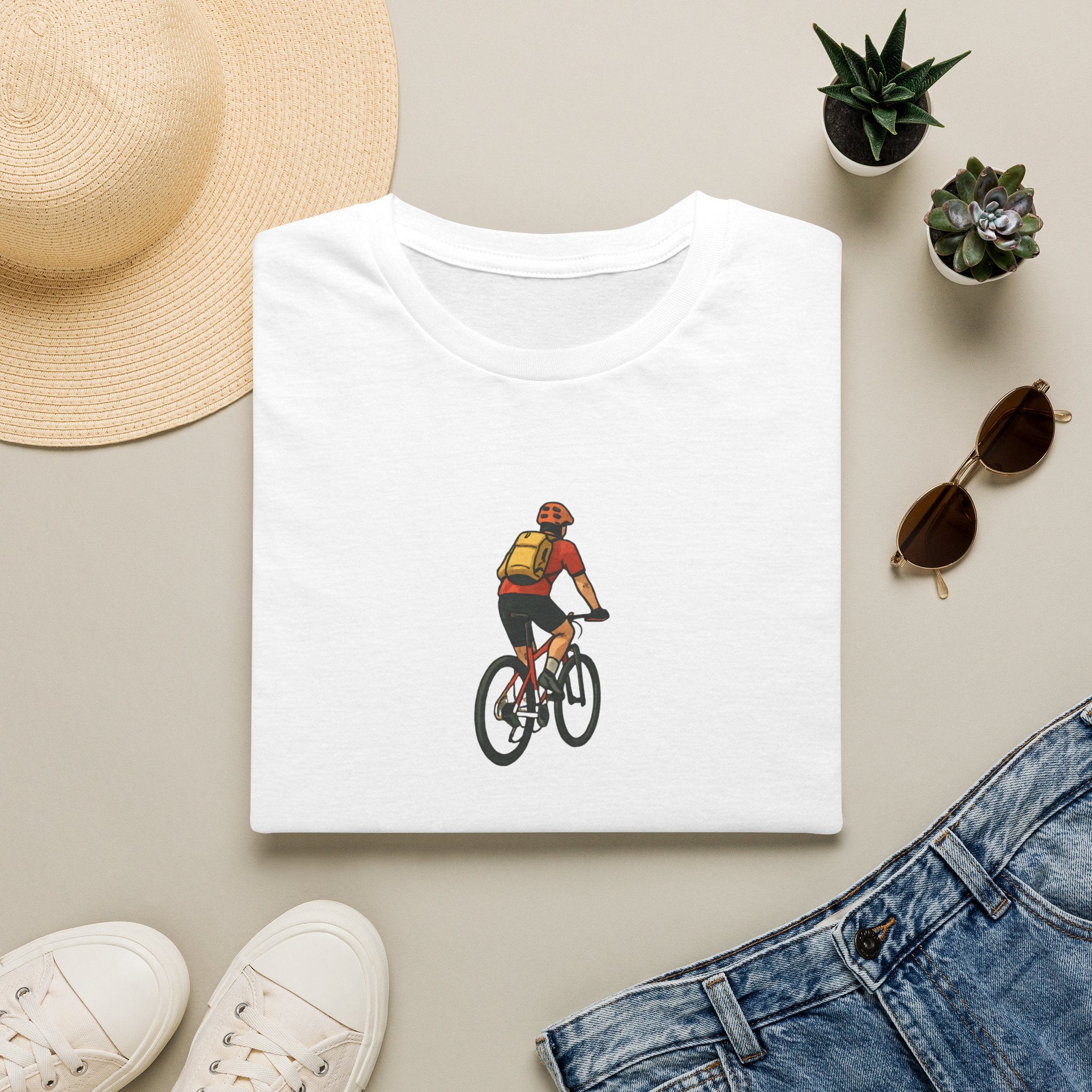 Cyclist with Backpack T-Shirt