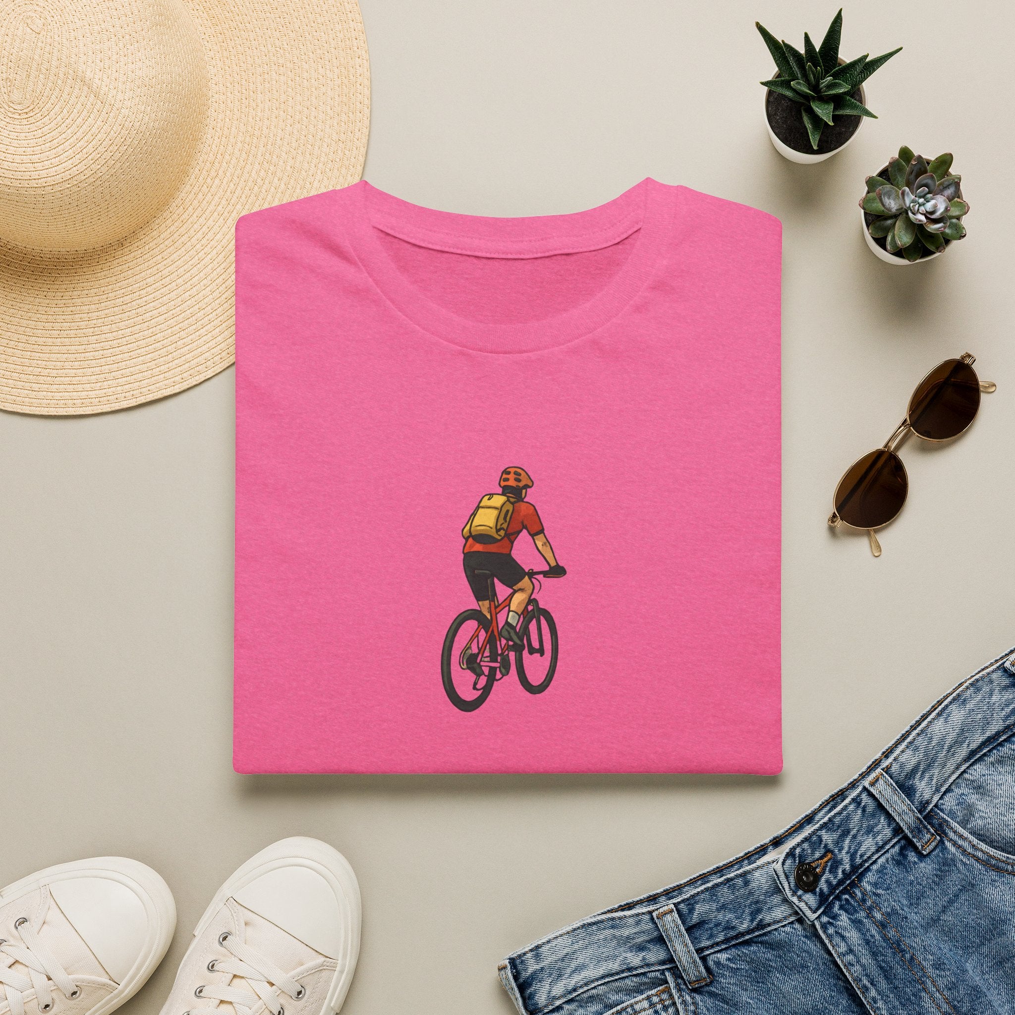 Cyclist with Backpack T-Shirt
