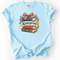 Kindergarten Bookstack Banner Tee in Chambray