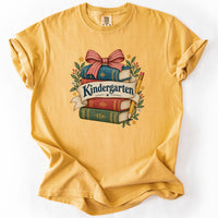 Kindergarten Bookstack Banner Tee in Mustard