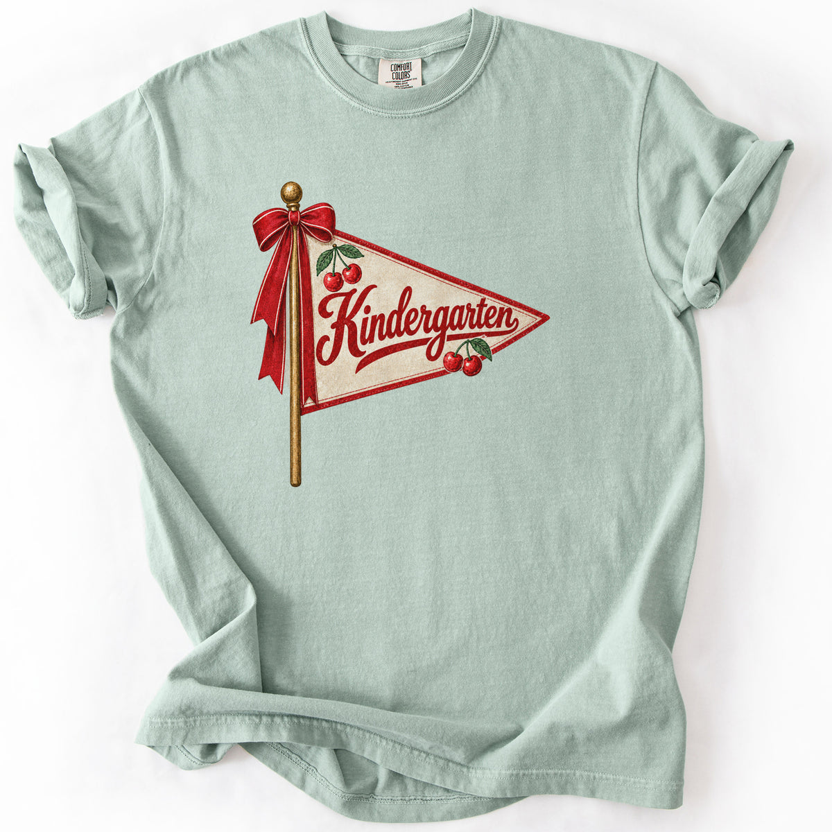 Kindergarten Cherry Pennant Tee in Bay