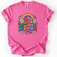 First Grade Groovy Rainbow Tee in Crunchberry