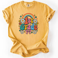 First Grade Groovy Rainbow Tee in Mustard