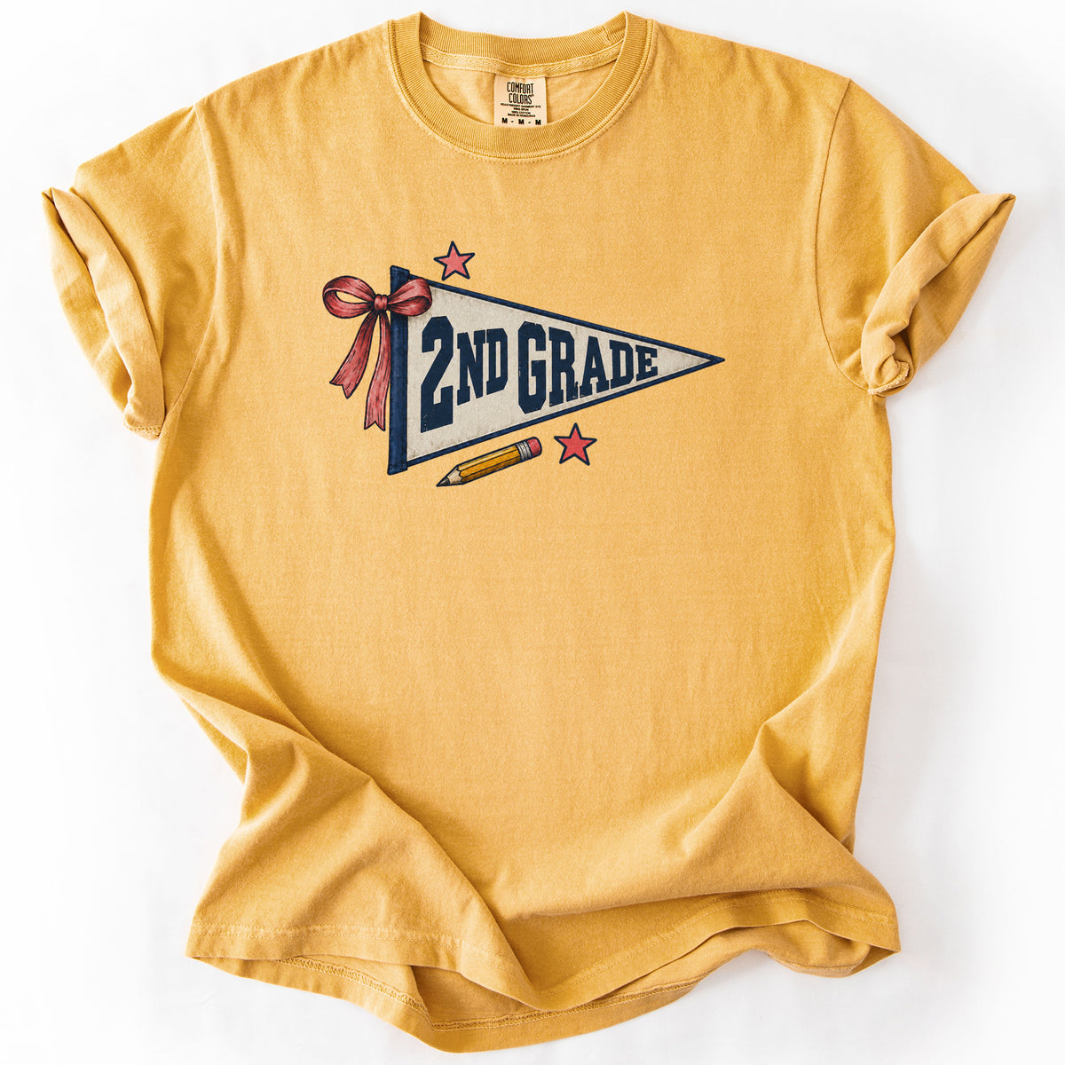 Second Grade Varsity Pennant Tee in Mustard