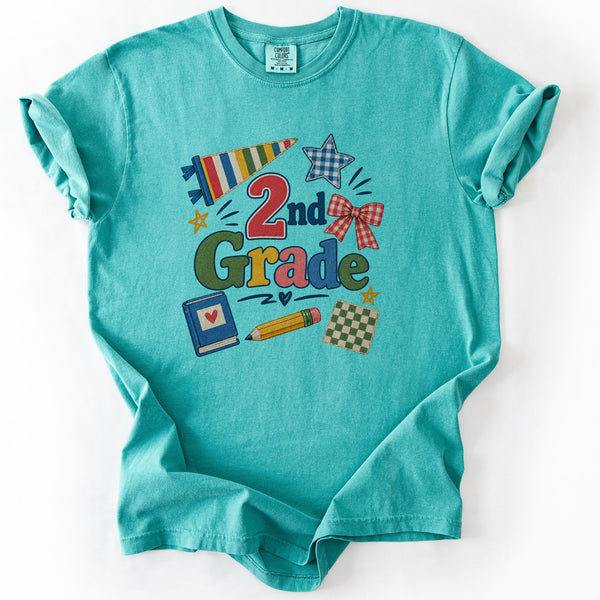Second Grade Patchwork Tee in Seafoam