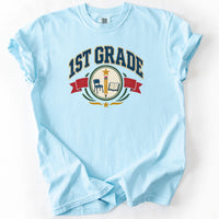 First Grade Collegiate Crest Tee in Chambray