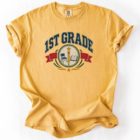 First Grade Collegiate Crest Tee in Mustard