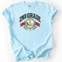 Second Grade Collegiate Crest Tee in Chambray