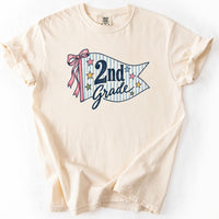Second Grade Striped Pennant Tee in Ivory
