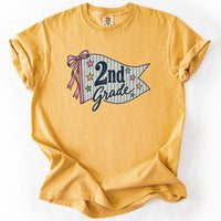 Second Grade Striped Pennant Tee in Mustard