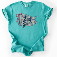 Second Grade Striped Pennant Tee in Seafoam