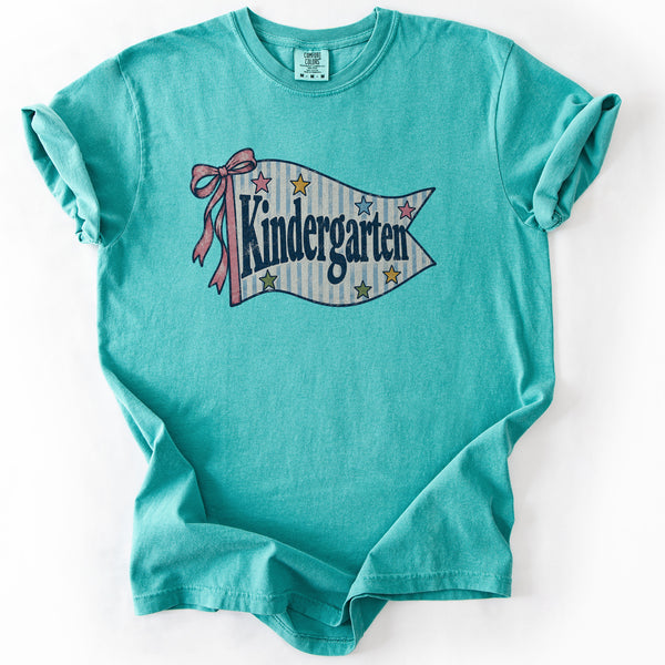 Kindergarten Striped Pennant Tee in Seafoam