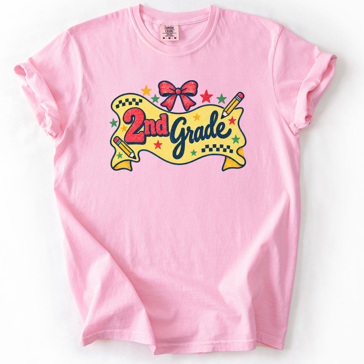 Second Grade Retro Banner Tee in Blossom