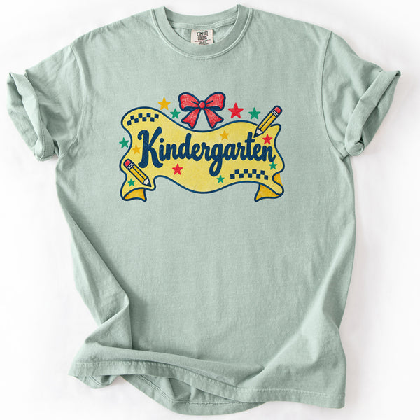 Kindergarten Retro Banner Tee in Bay