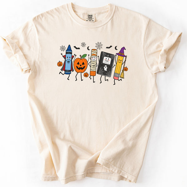 Halloween Classroom Supplies Crew Tee in Ivory