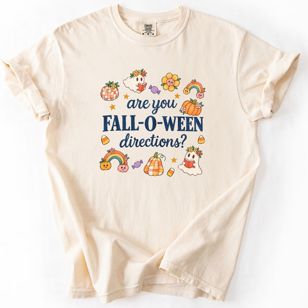 Fall-O-Ween Directions Pastel Tee in Ivory