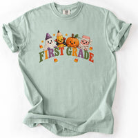 First Grade Halloween Supplies Crew Tee in Bay