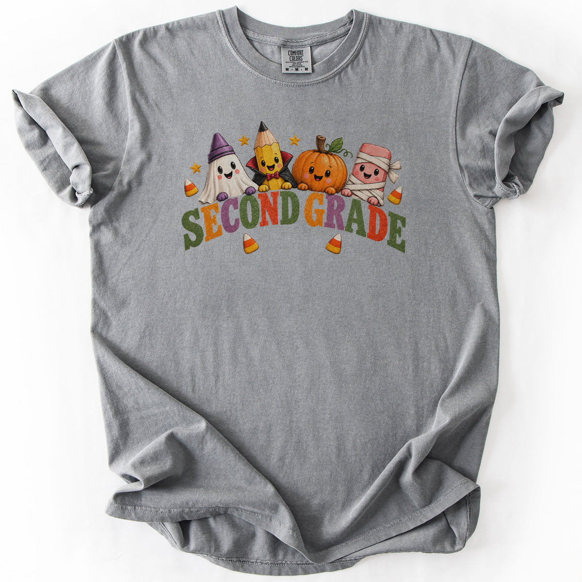 Second Grade Halloween Supplies Crew Tee in Grey