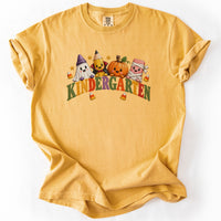 Kindergarten Halloween Supplies Crew Tee in Mustard