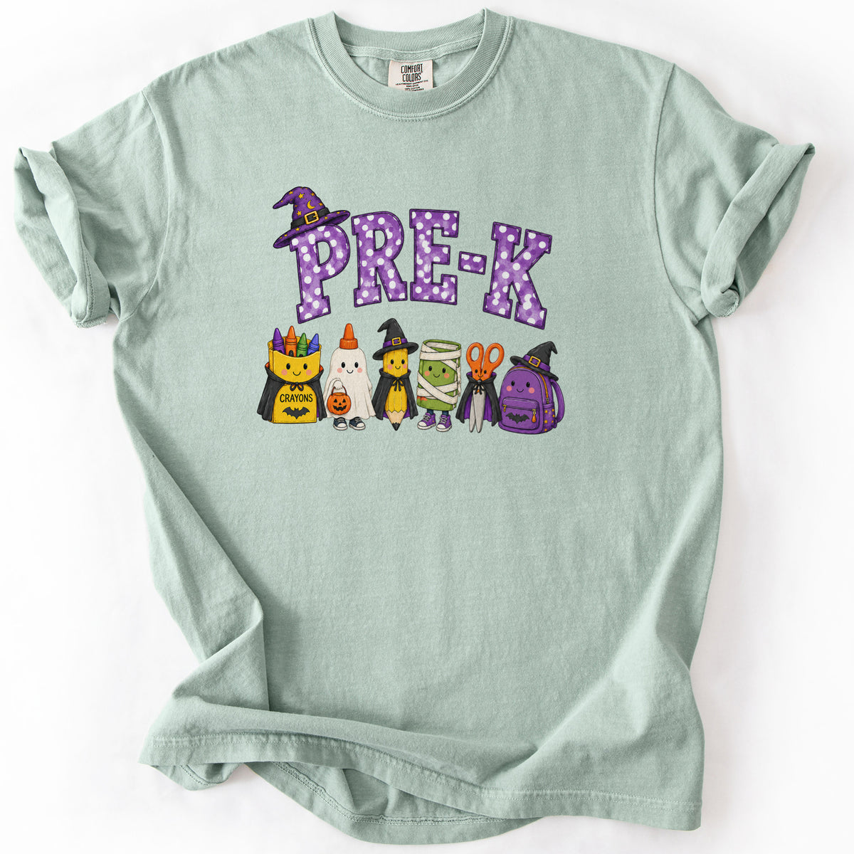 Pre-K Halloween Supplies Tee in Bay
