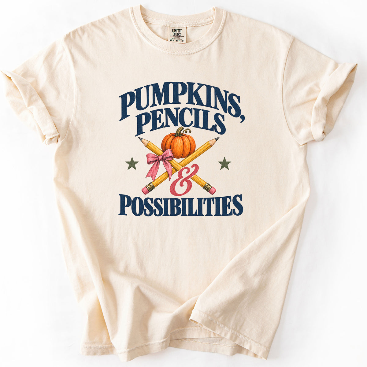 Pumpkins Pencils and Possibilities Tee in Ivory