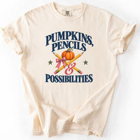 Pumpkins Pencils and Possibilities Tee in Ivory