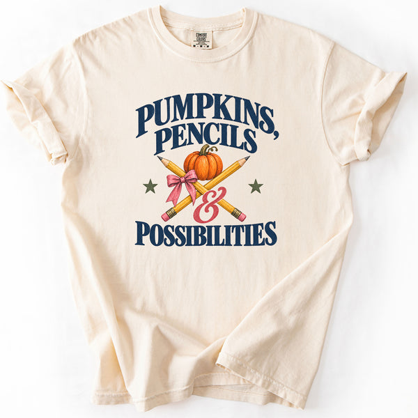 Pumpkins Pencils and Possibilities Tee in Ivory