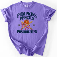 Pumpkins Pencils and Possibilities Tee in Violet