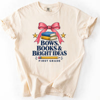 Bows Books and Bright Ideas First Grade Tee in Ivory