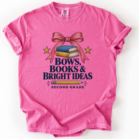 Bows Books and Bright Ideas Second Grade Tee in Crunchberry
