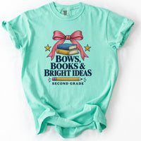 Bows Books and Bright Ideas Second Grade Tee in Island Reef