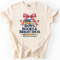 Bows Books and Bright Ideas Second Grade Tee in Ivory