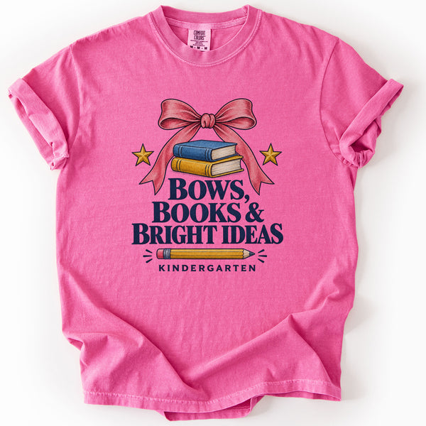 Bows Books and Bright Ideas Kindergarten Tee in Crunchberry