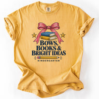 Bows Books and Bright Ideas Kindergarten Tee in Mustard