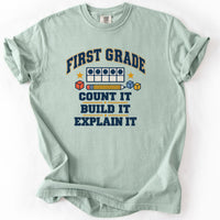 First Grade Count It Build It Explain It Tee in Bay