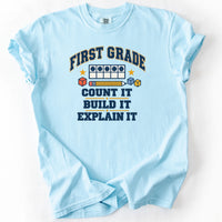 First Grade Count It Build It Explain It Tee in Chambray
