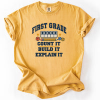 First Grade Count It Build It Explain It Tee in Mustard