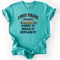 First Grade Count It Build It Explain It Tee in Seafoam