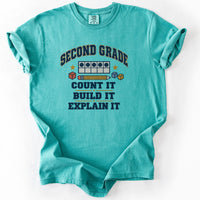 Second Grade Count It Build It Explain It Tee in Seafoam