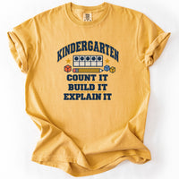 Kindergarten Count It Build It Explain It Tee in Mustard
