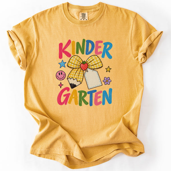 Kindergarten Bow Tee in Mustard