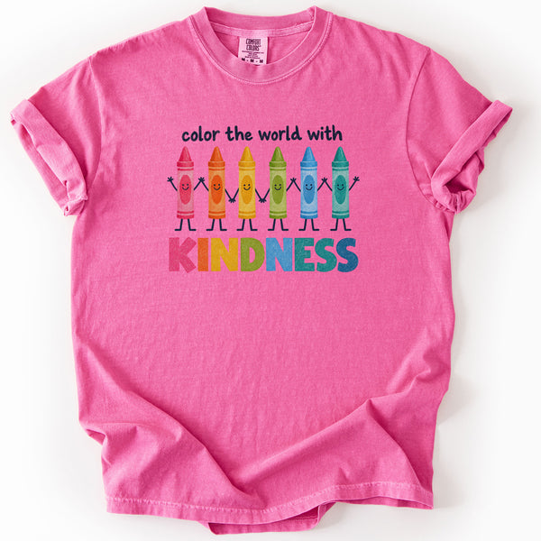 Color The World With Kindness Tee in Crunchberry